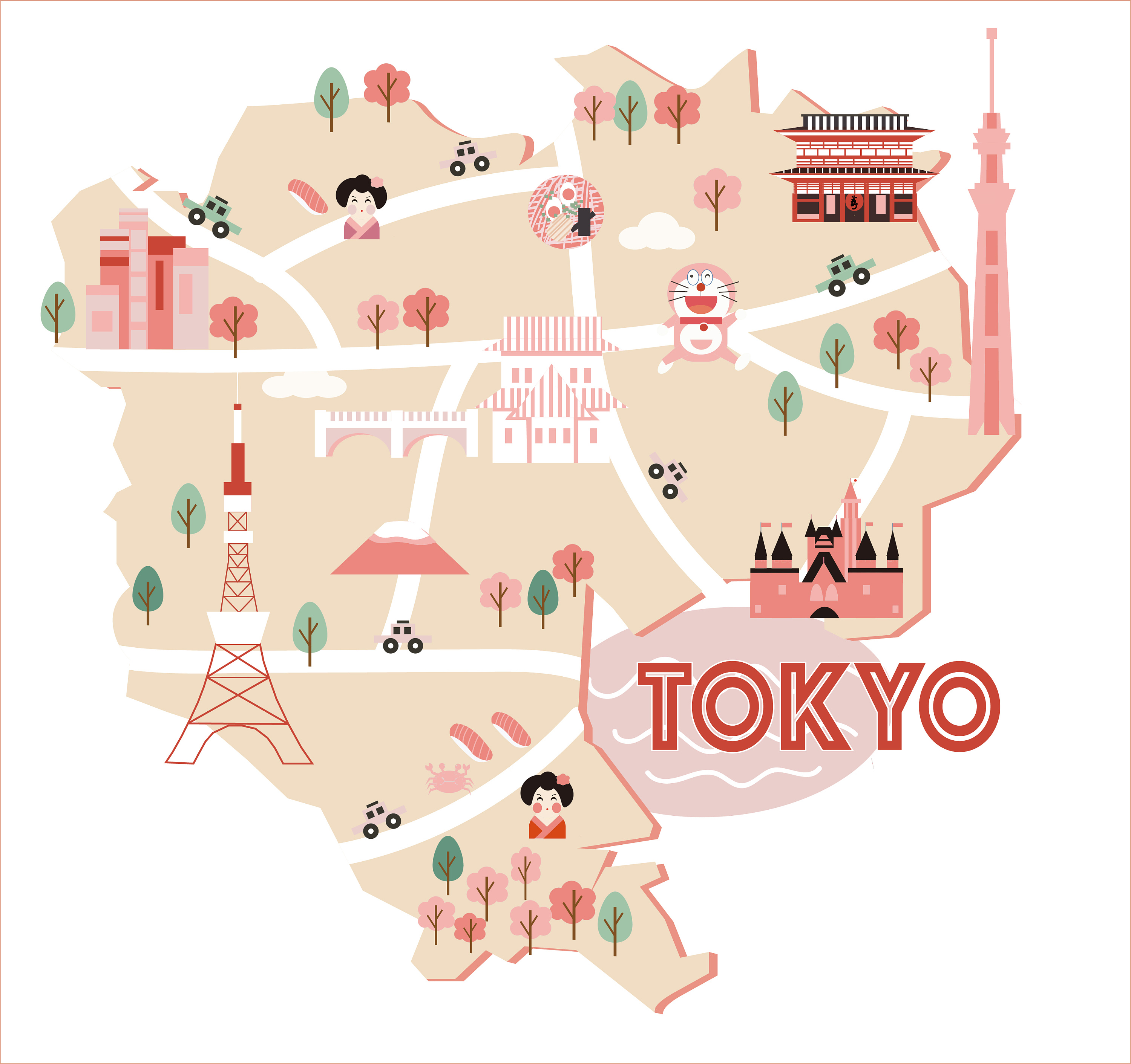 插画地图-东京|插画|艺术插画|幸和白 - 原创作品 - 站酷 (ZCOOL)