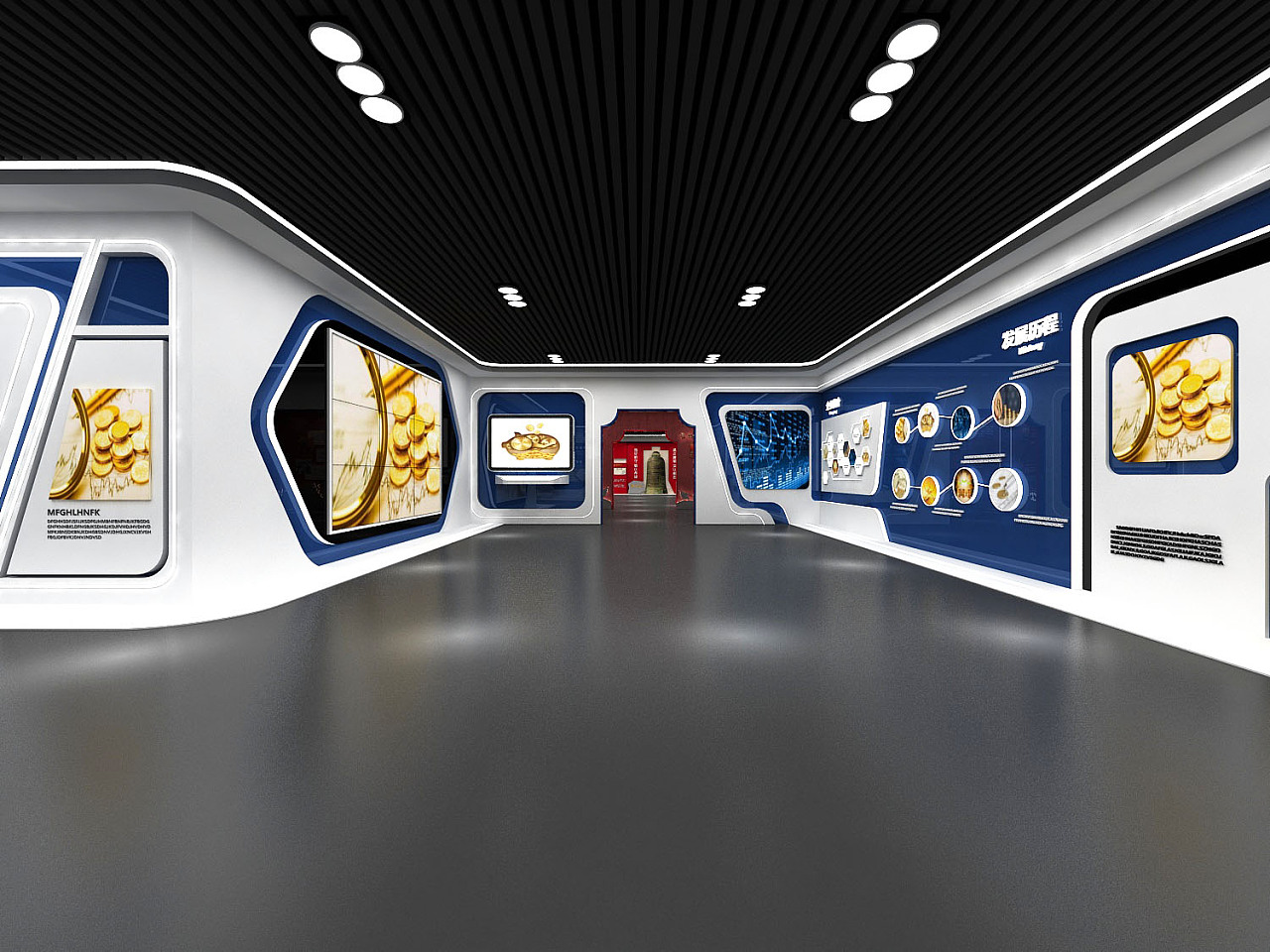 红色企业文化展厅 效果图设计