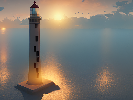 #站酷梦笔#夕阳下的灯塔，舞台照明，流行趋势，ArtSta（个人主页-ZNjQ3MjM3NDA=） - AI作品 - 站酷设计师terry若问原创素材 - 站酷ZCOOL