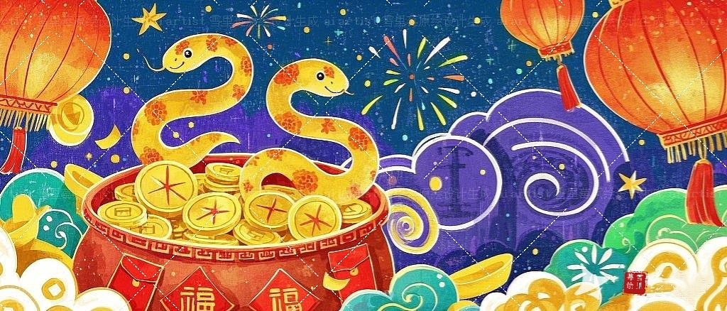 2025巳蛇迎春-节日主题插画贴纸组图设计aigc（图ZMzgzMjY5NjQw） - 创作习作 - 站酷设计师雪里莓工作室原创素材 - 站酷ZCOOL