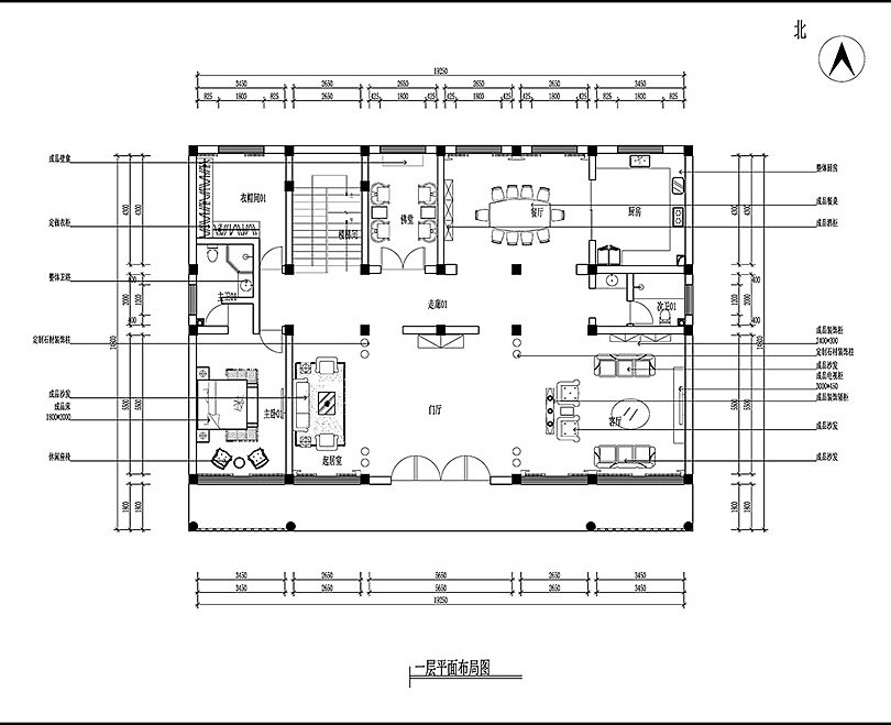 开封自建别墅600平装修新古典风格案例效果图——平面户型布局方案