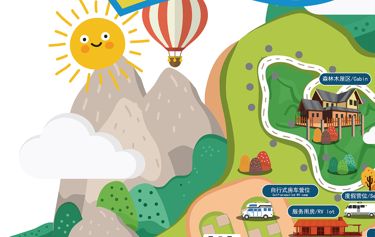 四川光雾山森林康养营地卡通手绘地图