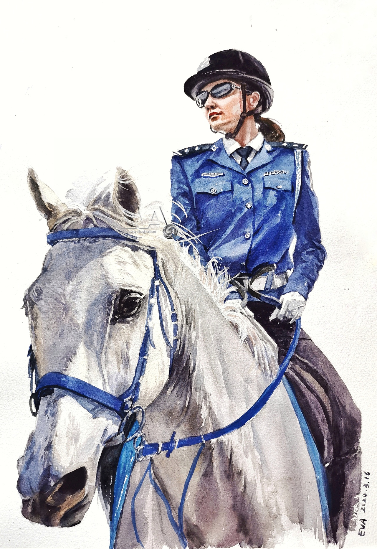 水彩大连女骑警之123