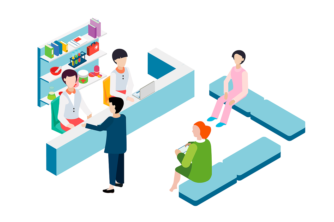 2.5D医疗医院插画