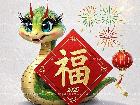 蛇年新春至-2025创意贴纸、插画、图案组图