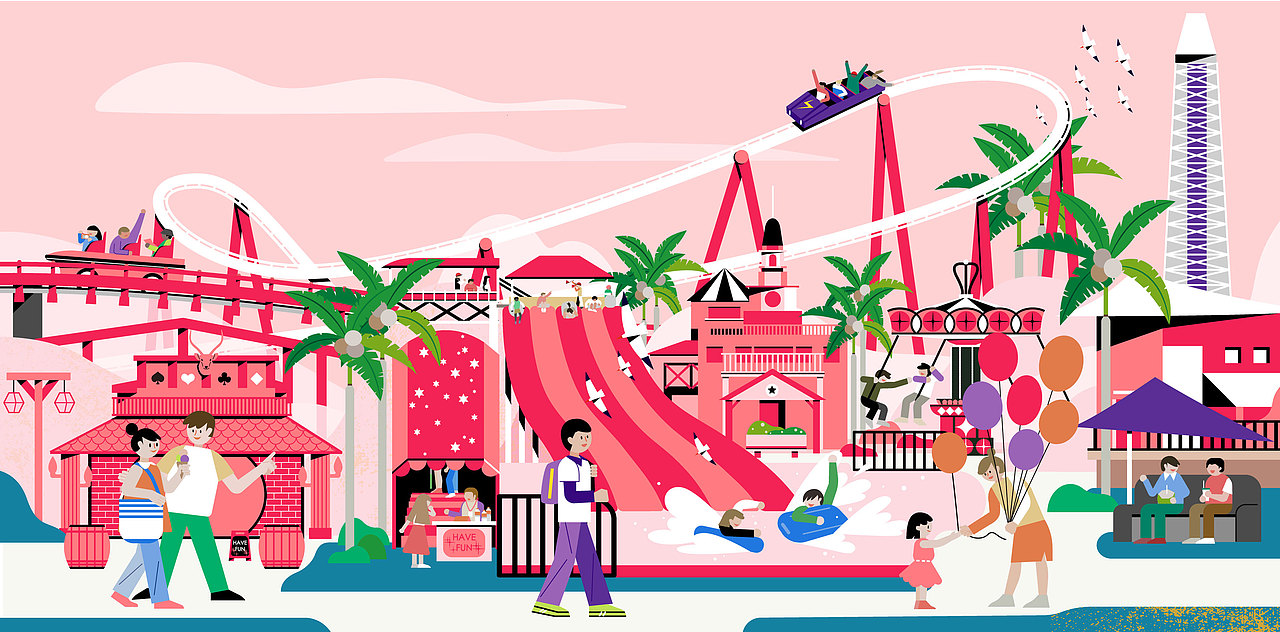 游乐园一角（图ZMjI0NDg1NzQw） - 商业插画 - 站酷设计师穿睡衣的sisi原创素材 - 站酷ZCOOL