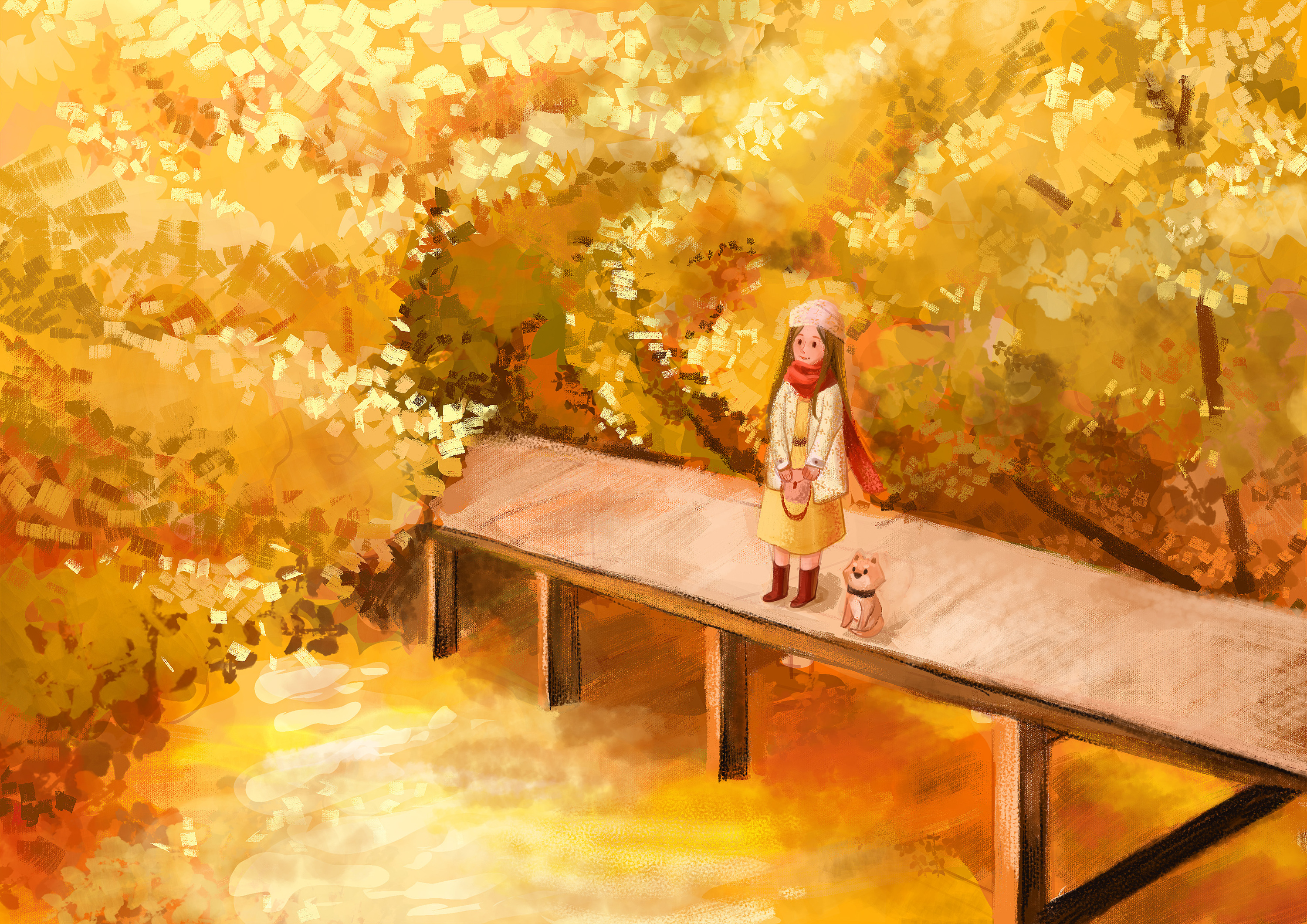 秋日森林插画图片