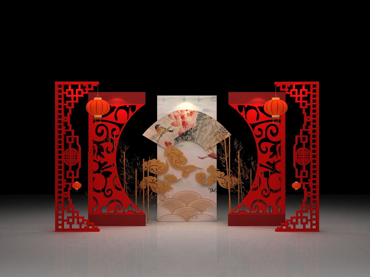 中国风 拍照墙 签到效果（图ZMTA0MzI2MTIw） - 其他三维 - 站酷设计师建模机器原创素材 - 站酷ZCOOL