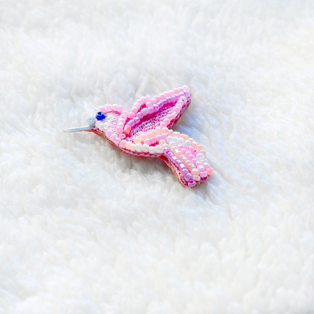 手工珠绣小鸟胸针