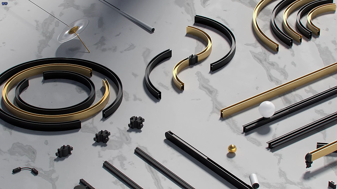 ING弯曲轨道照明创意动画