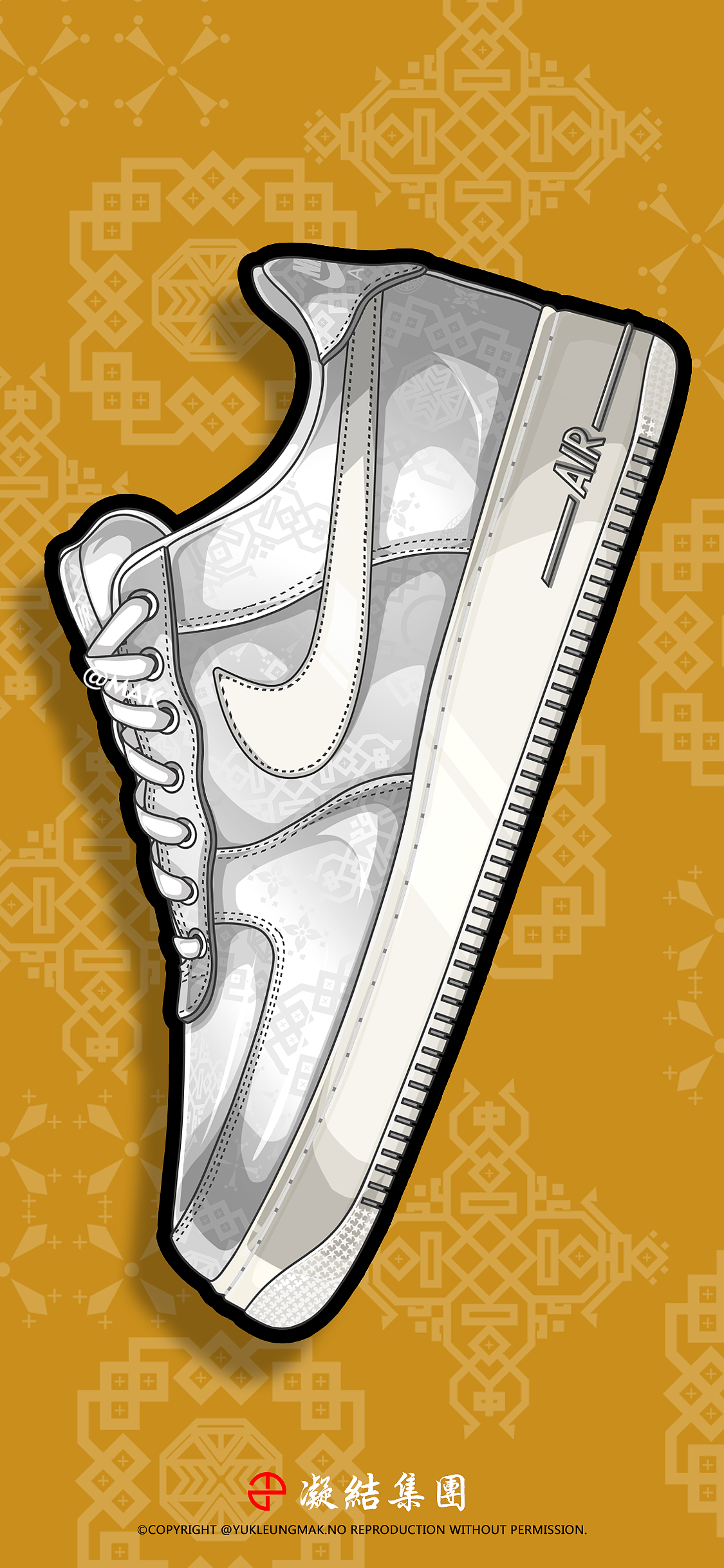 nikeairforce1丝绸系列球鞋插画
