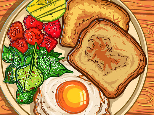 ipad日系食物插画—日系简餐