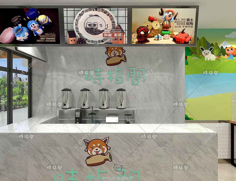 陶艺店装修案例,陶艺店装修效果图,陶艺店装修设计3D效果图