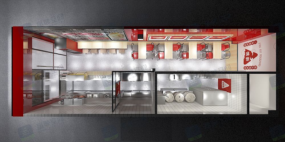 【樊阿姨现烤肉夹馍】- 店铺空间升级设计（图ZMjgzNTY1NDQ0） - 酒店餐饮设计 - 站酷设计师晶妙空间原创素材 - 站酷ZCOOL