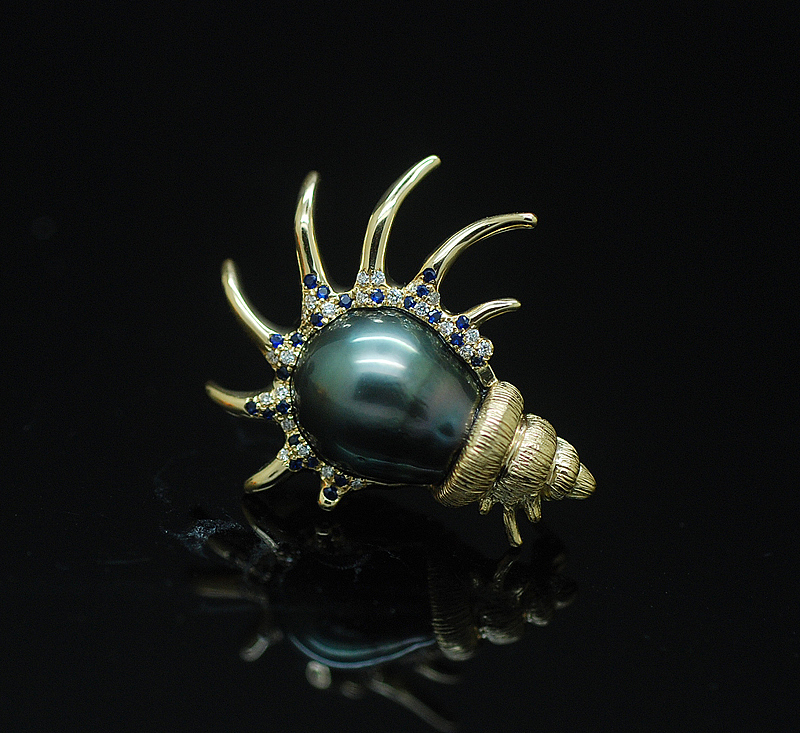 《海螺》异形珍珠胸针作品创作过程（图ZMTMyMzg4NDU2） - 首饰设计 - 站酷设计师代波军艺术珠宝原创素材 - 站酷ZCOOL