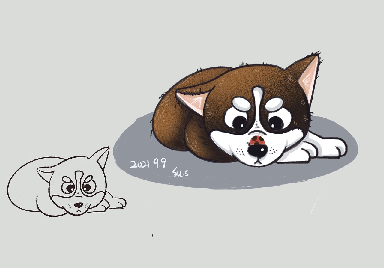 二哈|插画|儿童插画|狗卷儿er - 临摹作品 - 站酷 (zcool)