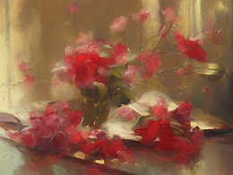 #站酷梦笔#Richard Schmid   红色花朵 静物，油画
