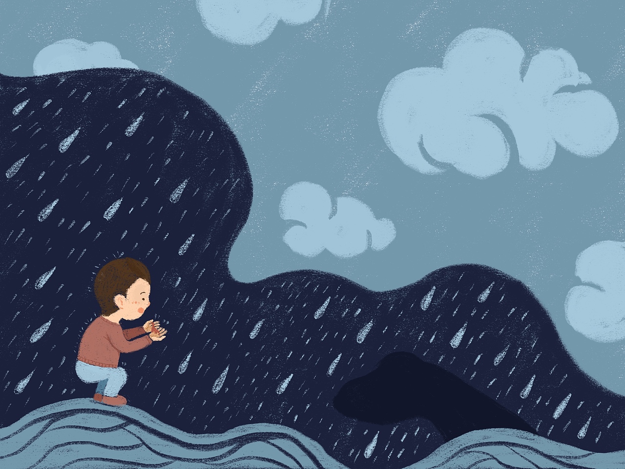 《雨滴》|插画|儿童插画|walnut核桃_原创作品-站酷zcool