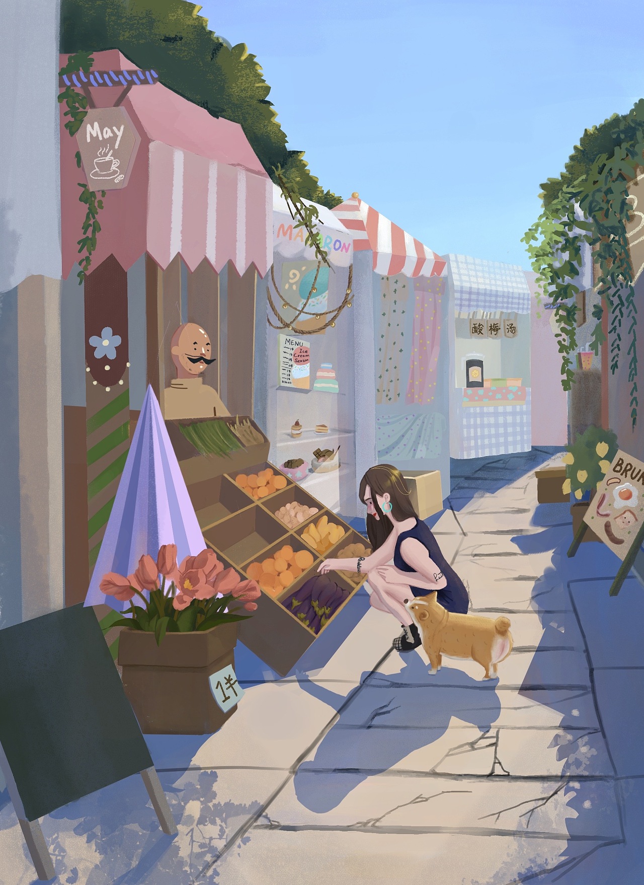 清晨集市(改版1)|插画|儿童插画|z853363404 - 原创作品 - 站酷