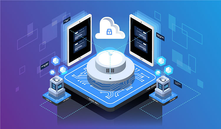 2.5d未来科技云计算区块链it技术通讯安全加密插画设计