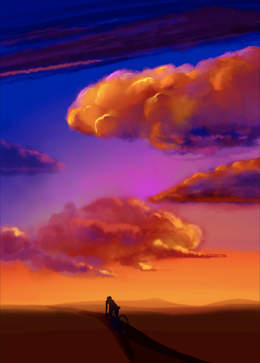 一组落日背景插画图片