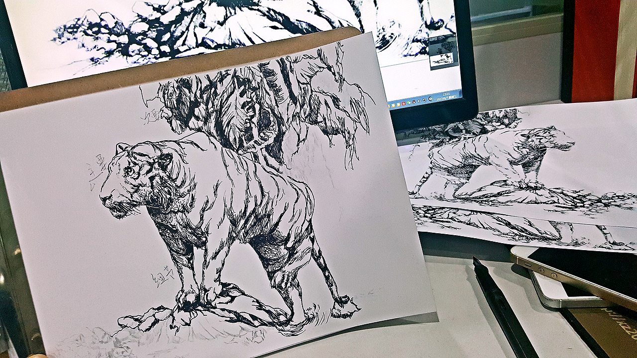 动物钢笔画手绘临摹