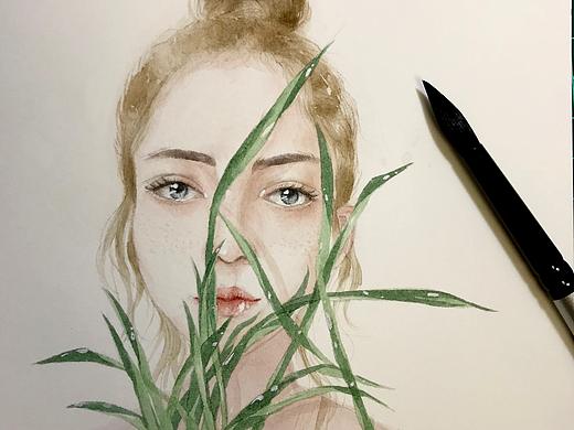 美女姐姐水彩上色步骤 