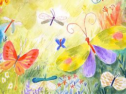 综合材料绘本插画《夏日》