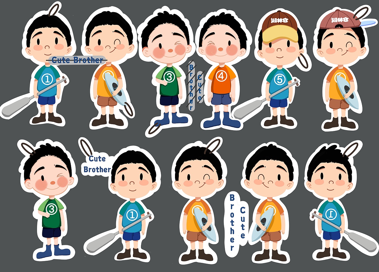 可爱ip人物贴纸_山川一甲-站酷zcool