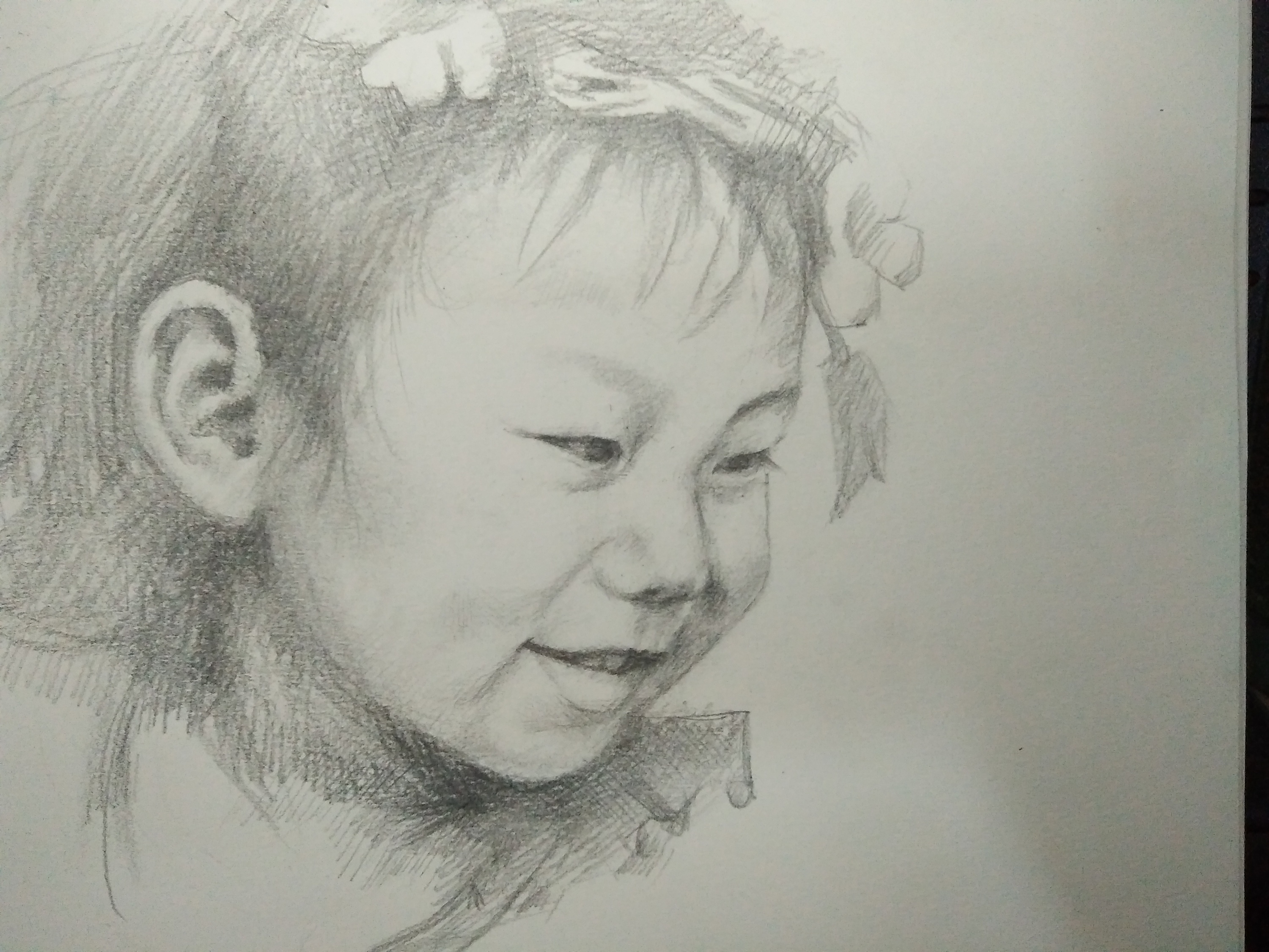 女儿三岁了,画个素描庆祝一下.