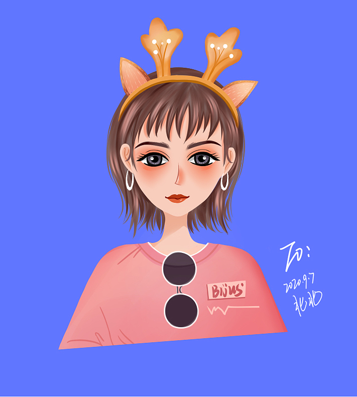 插画 花和少女头像（图ZMjMxMzQxNTQ4） - 海报 - 站酷设计师佳人双双原创素材 - 站酷ZCOOL