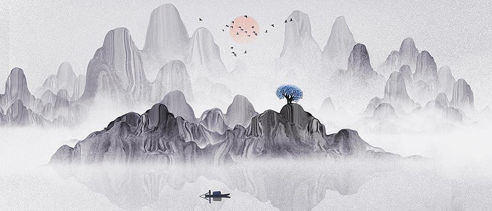 意境简约山水画（图ZMTk3NTAwMjY4） - 商业插画 - 站酷设计师心灵艺坊原创素材 - 站酷ZCOOL