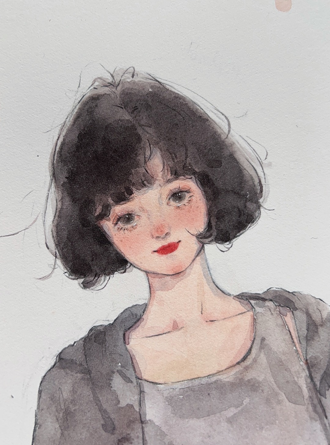 少女插画 水彩人物 手绘