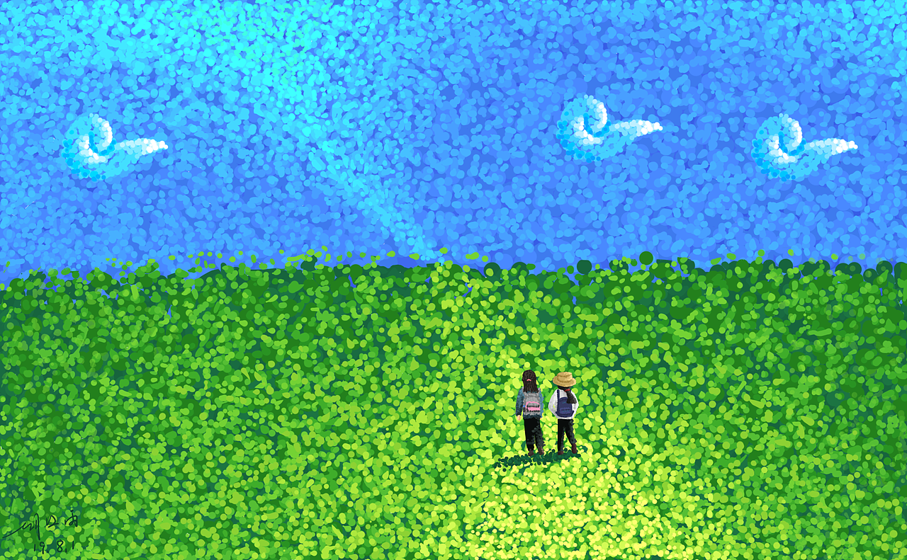 在草原上徒步的我们（图ZMTcxMDU3OTY0） - 创作习作 - 站酷设计师糊小鱼没烧糊原创素材 - 站酷ZCOOL