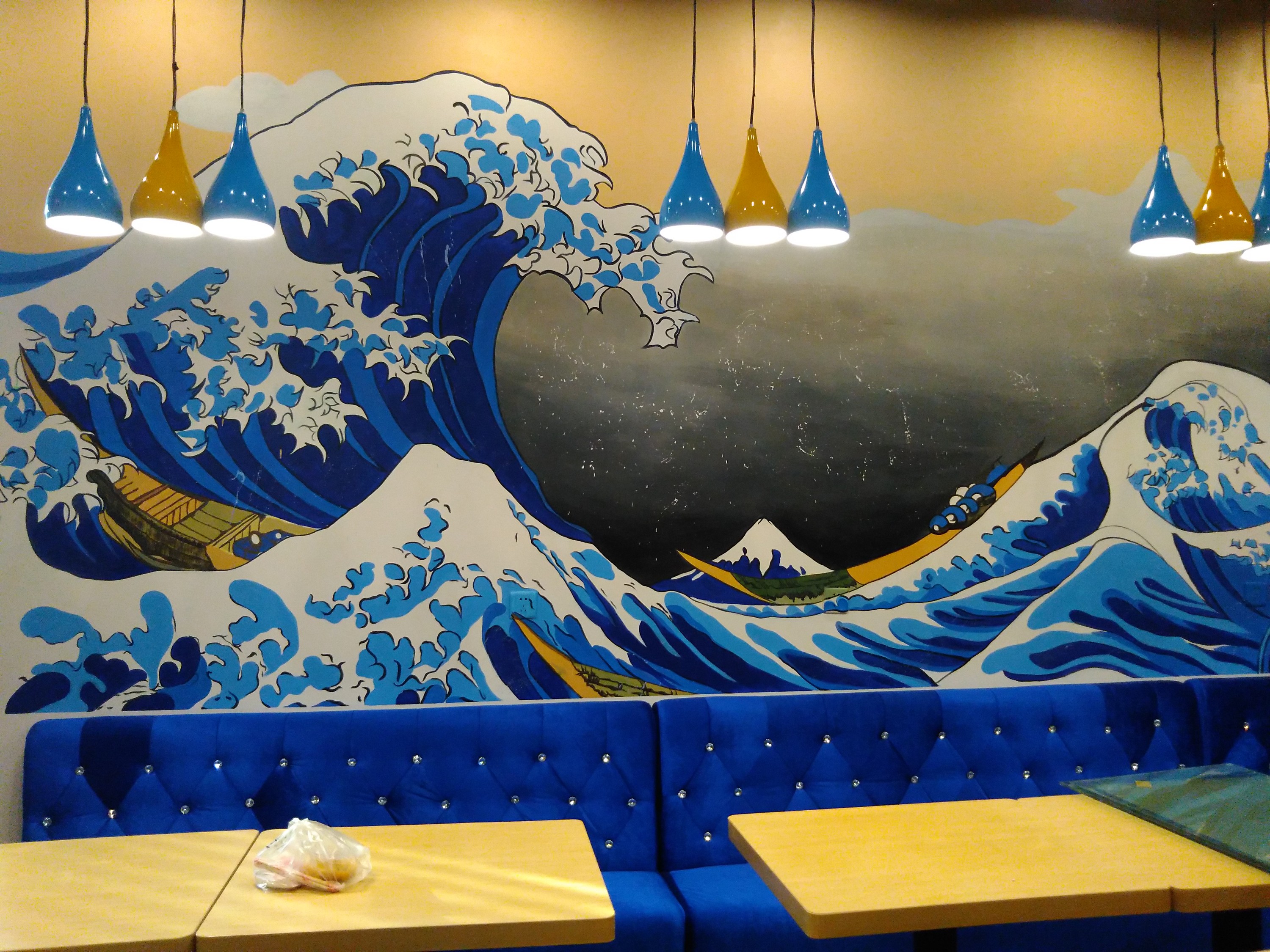 太原日本料理店手绘墙绘墙体彩绘.太原幼儿园文化墙.