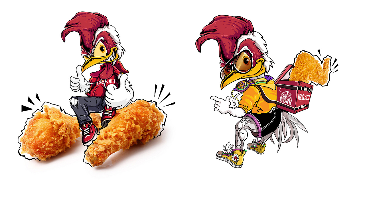 鸡立鸡立国潮炸鸡品牌|平面|品牌|插画师崔萌萌 - 原创作品 - 站酷