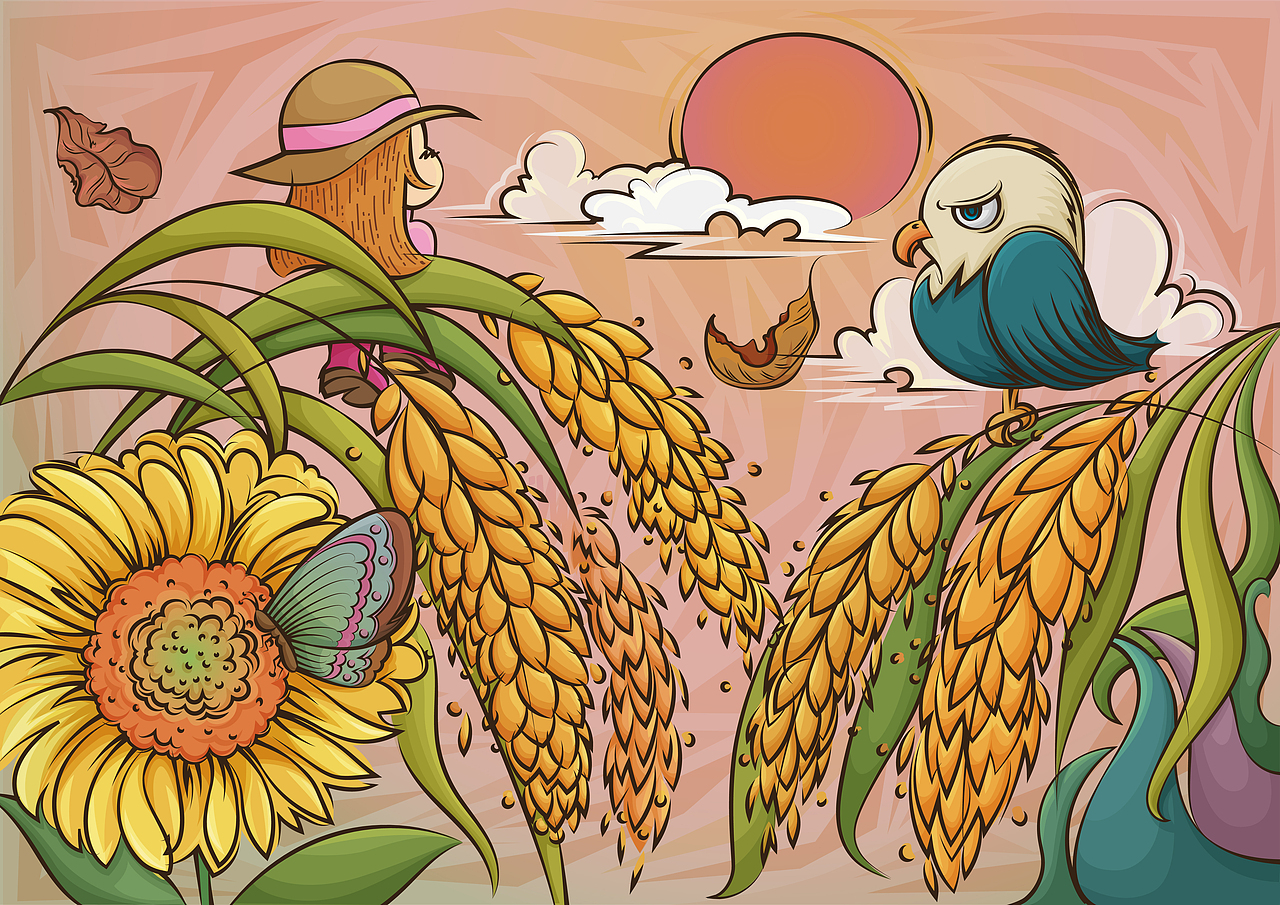 处暑：第一侯，鹰乃祭鸟。第二侯，天地始肃。第三侯，禾乃登。