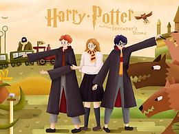 扁平插画开个坑“哈利波特系列”