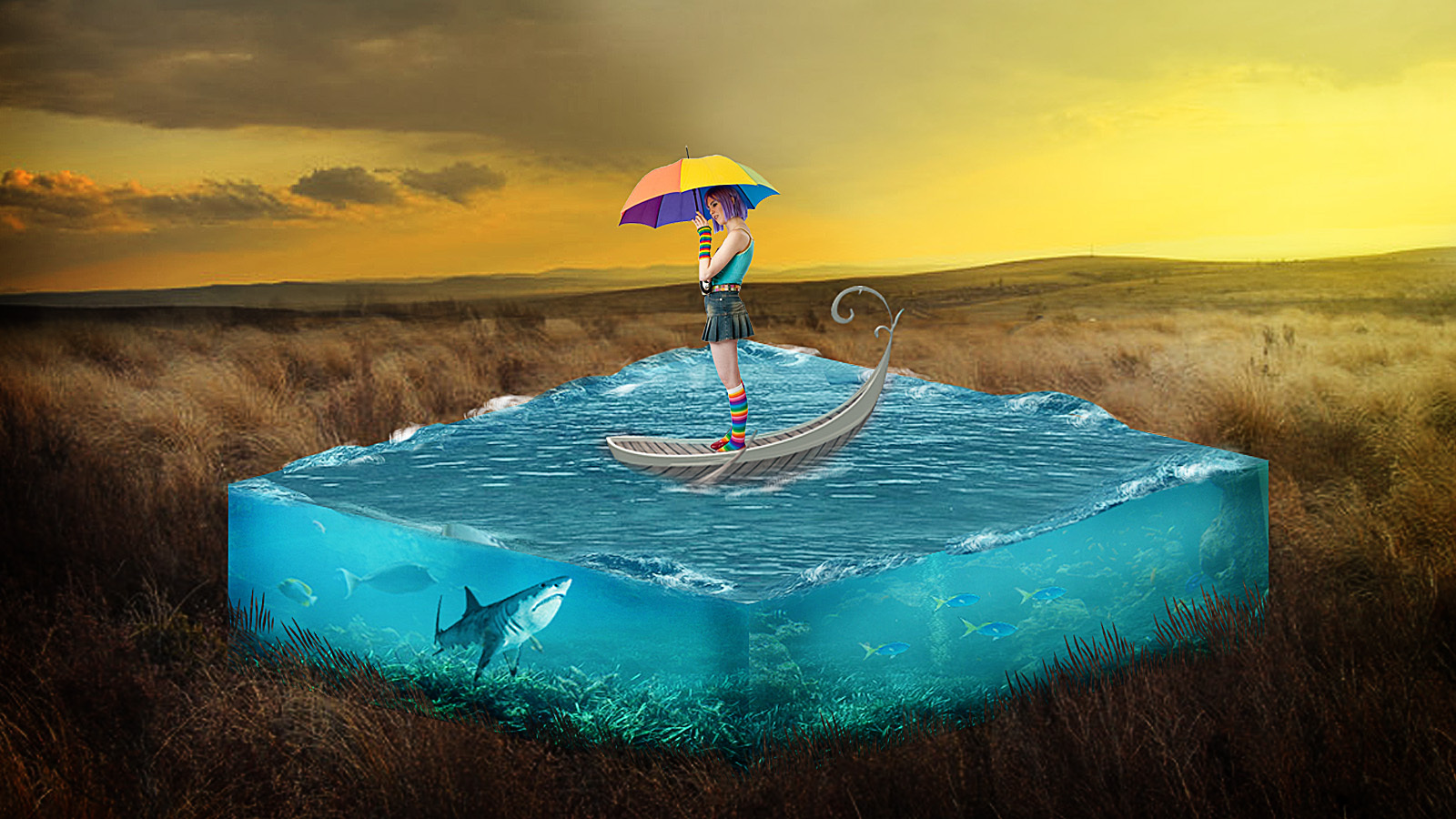 水平面上的小姑娘