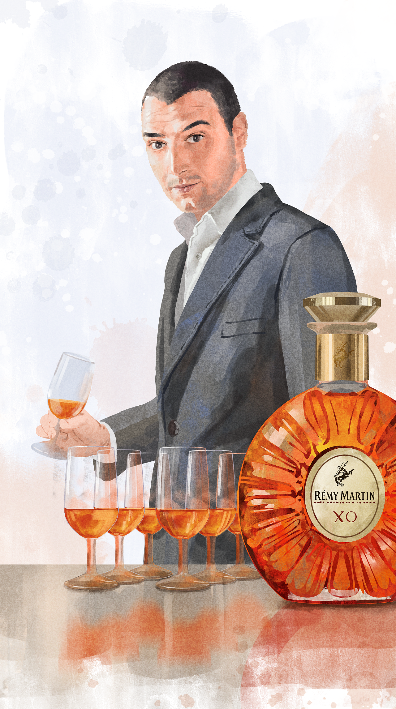 "人头马环保札记" 前后画了两个月的项目,水彩风格,以下是h5的动画