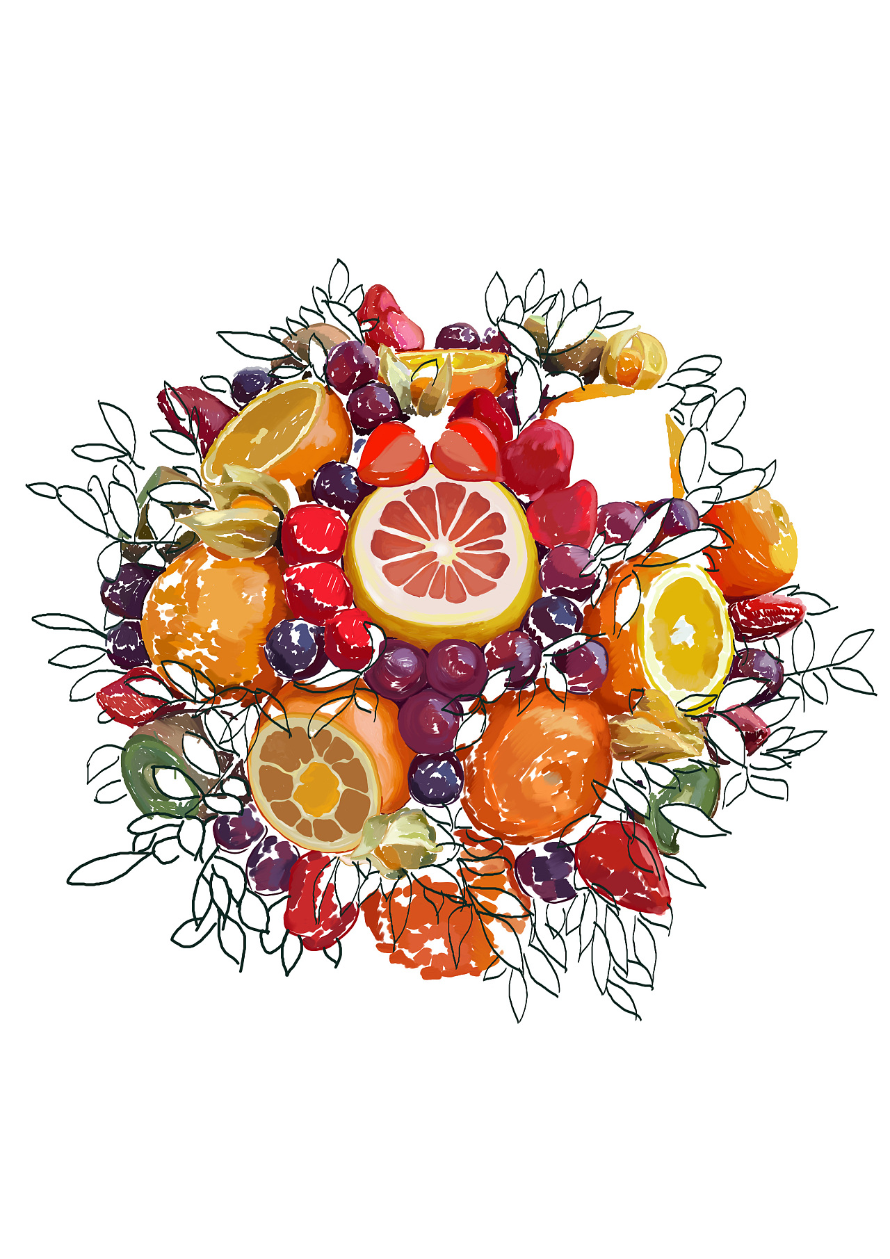 水果花束手绘
