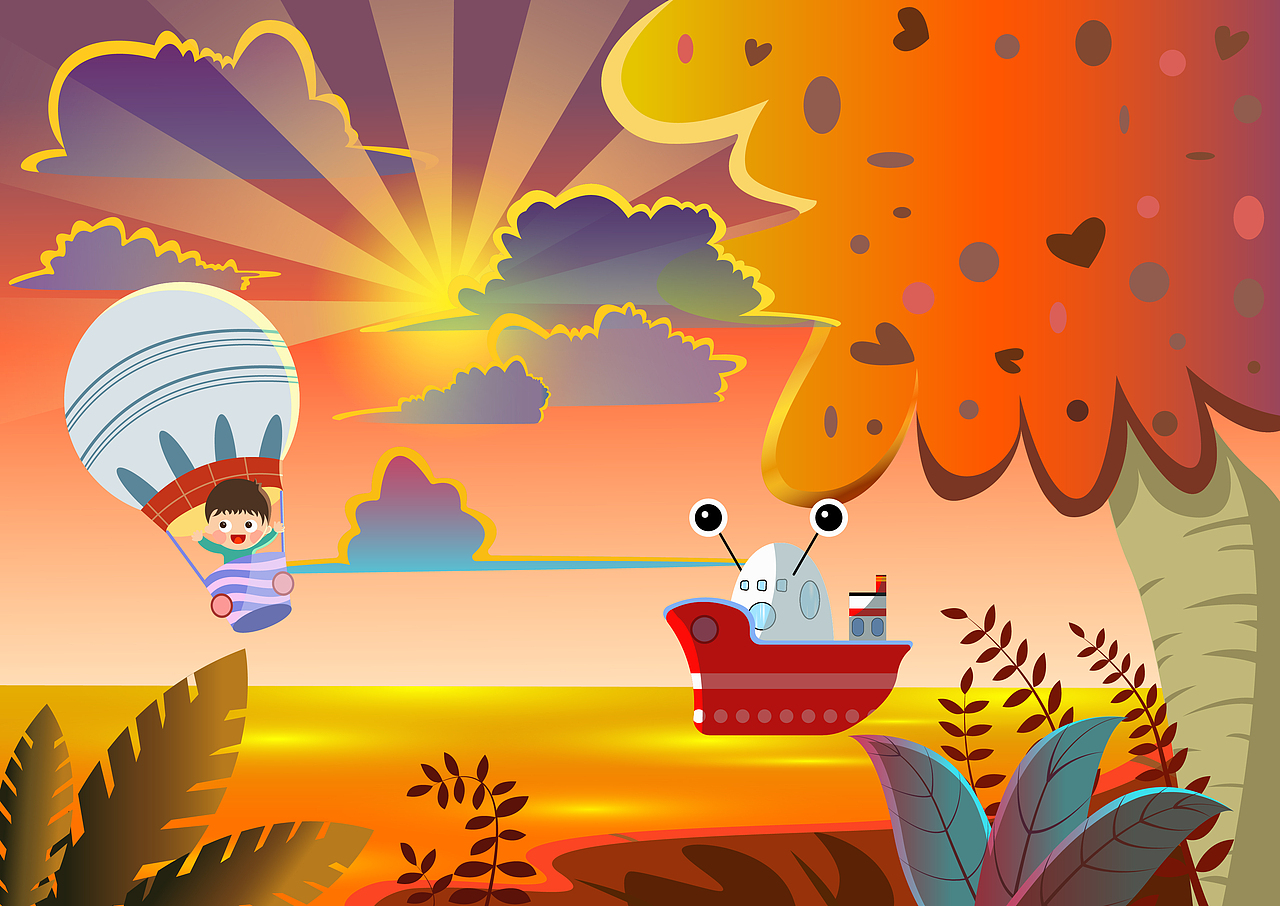 扁平化儿童插画