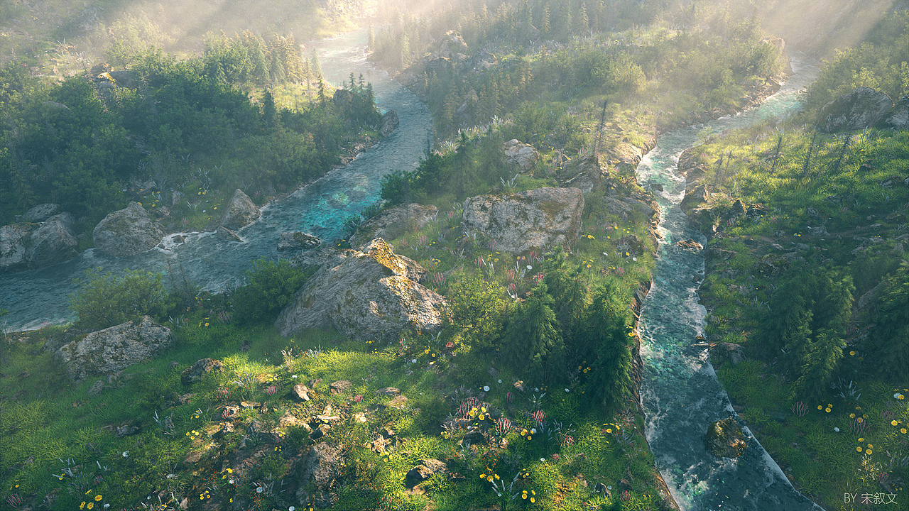 近一周地形场景习作《山河云雾系列》