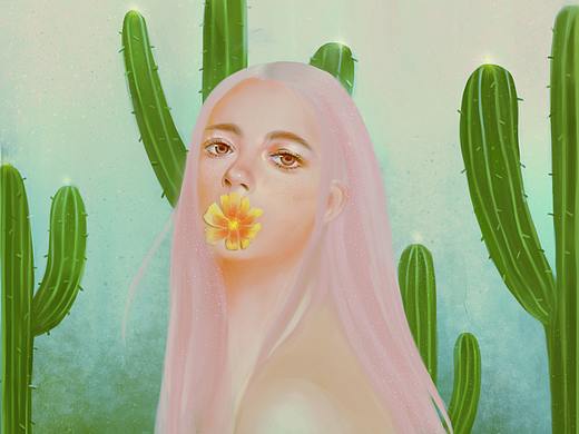 万物有灵——仙人掌少女（个人主页-ZMzA1MDU4OTY=） - 商业插画 - 站酷设计师厶桜_SiYing原创素材 - 站酷ZCOOL