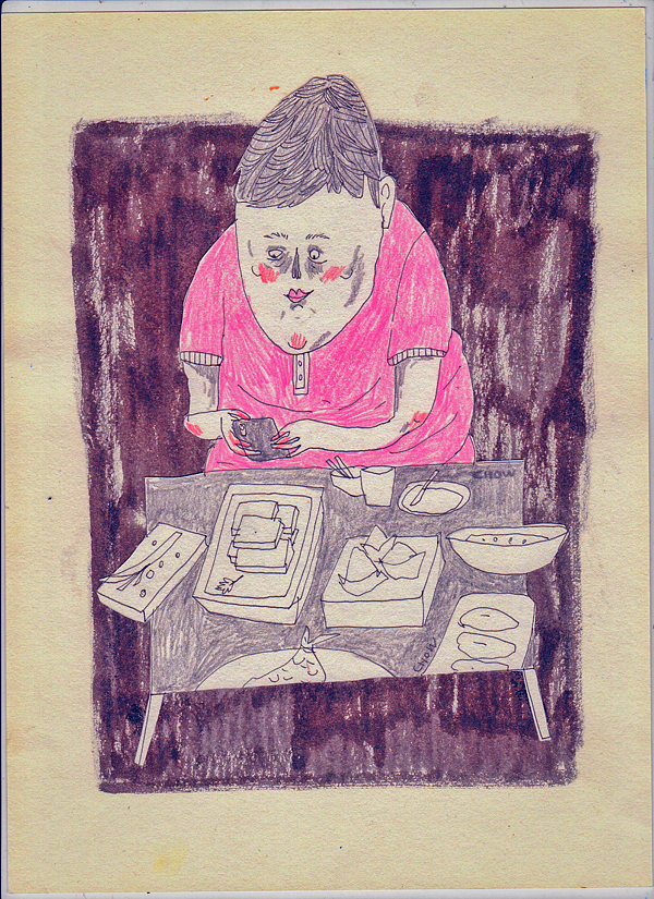 让手机先吃（图ZMTE0NDEyMzI4） - 艺术插画 - 站酷设计师蚁倮原创素材 - 站酷ZCOOL