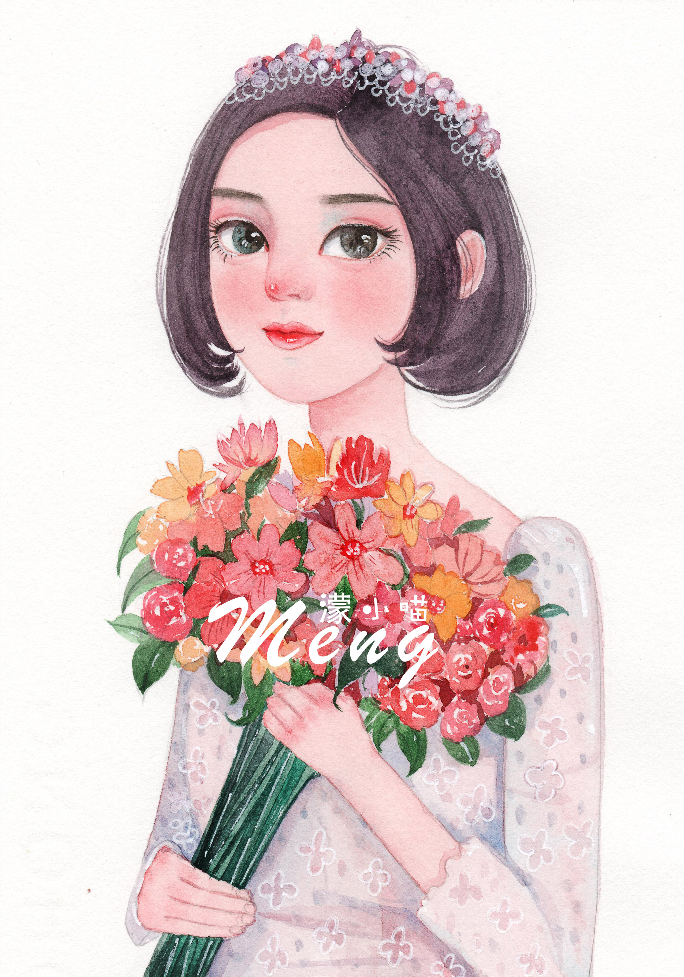 手绘水彩插画人物|插画|商业插画|蒙小喵 - 原创作品 - 站酷 (zcool)