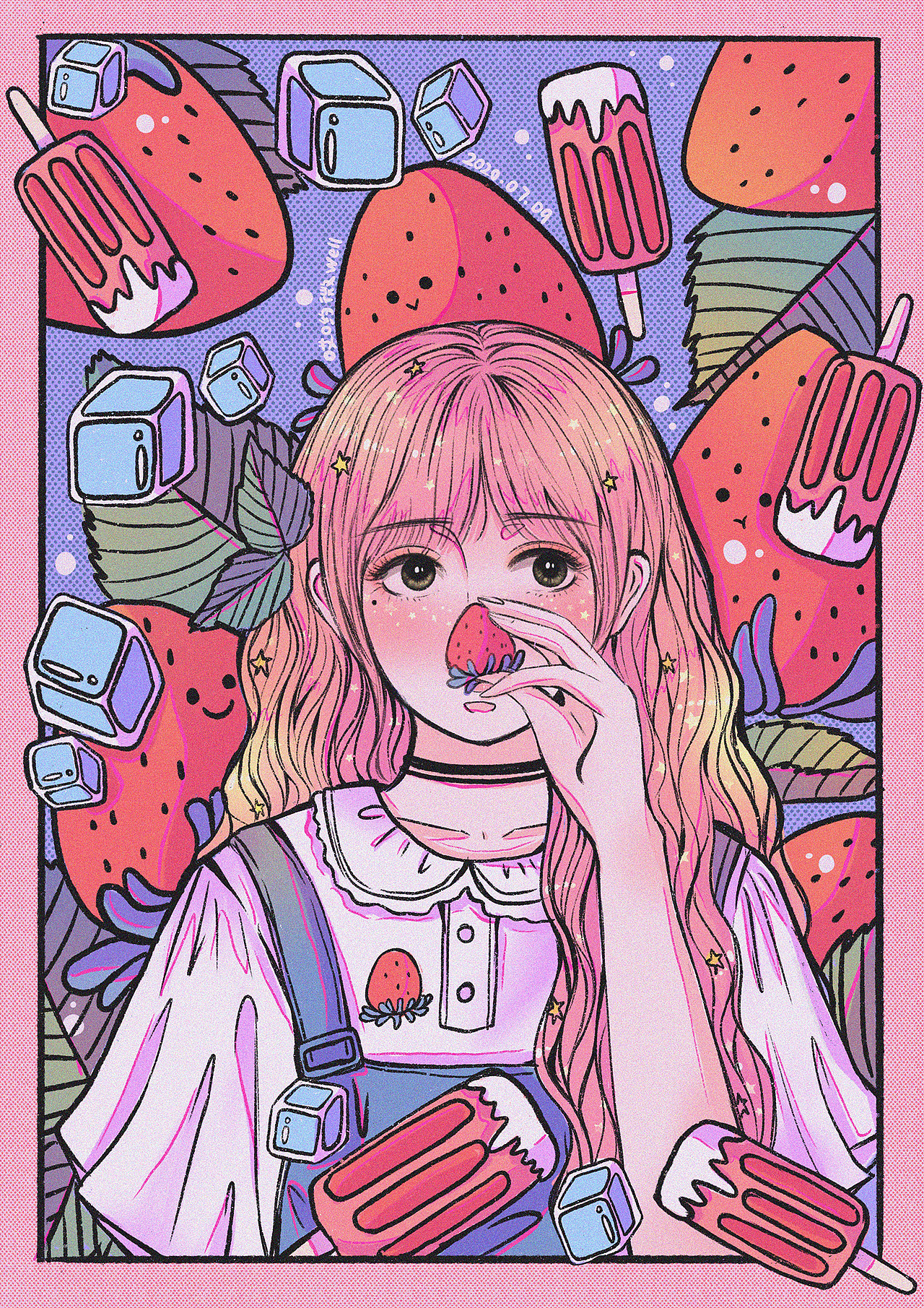 元气少女夏日水果女孩系列插画