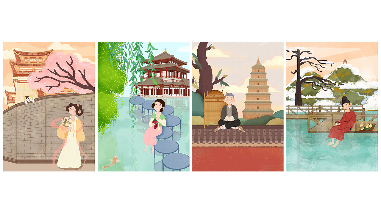 长安四景（图ZMjAzNDU3OTM2） - 创作习作 - 站酷设计师Litata_原创素材 - 站酷ZCOOL