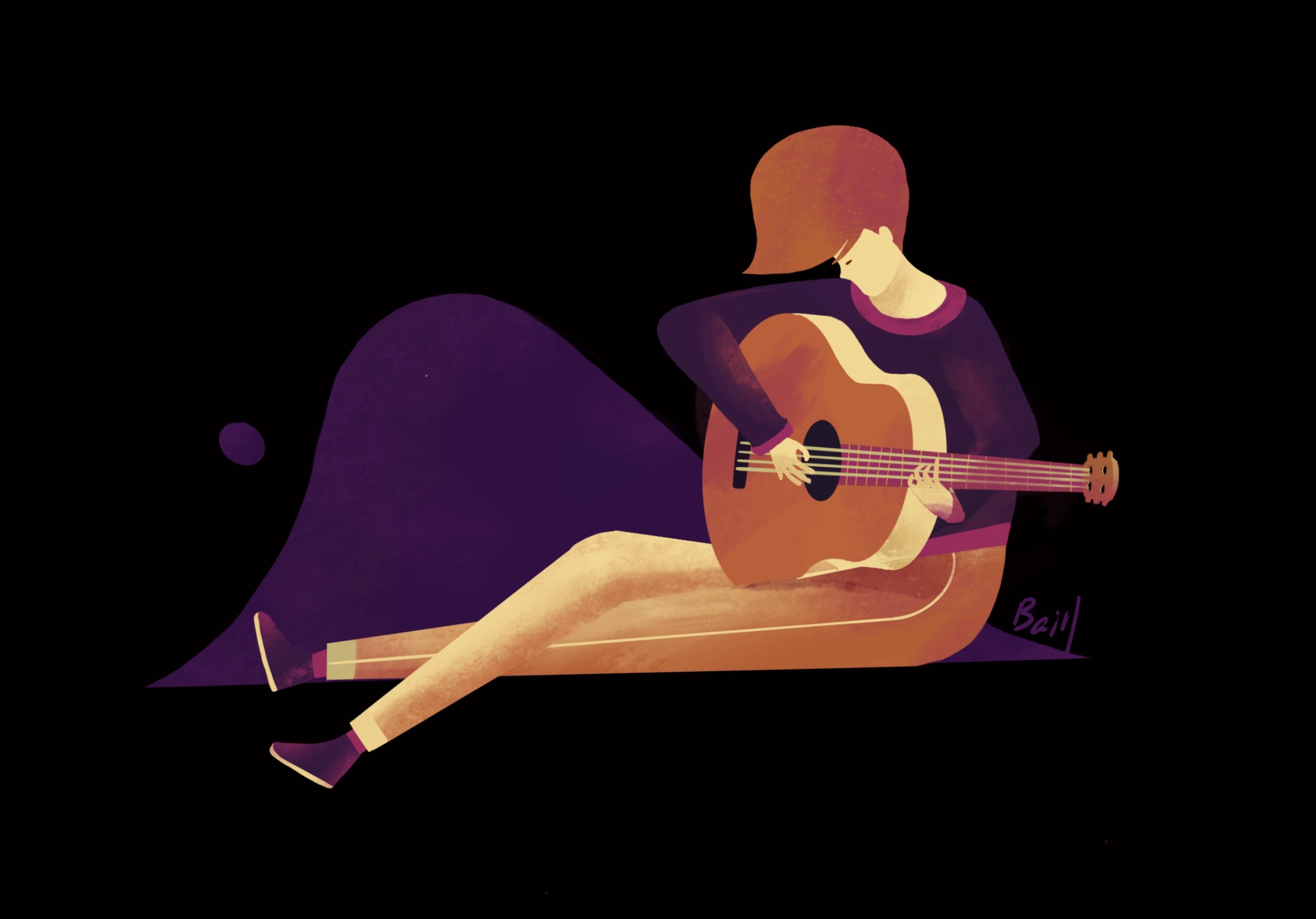 吉他手|插画|插画习作|baill0 - 临摹作品 - 站酷 (zcool)