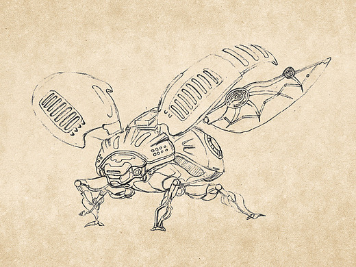机械昆虫纯艺术-绘画木易水末5年前昆虫朋克插画-商业插画little斑鸠3